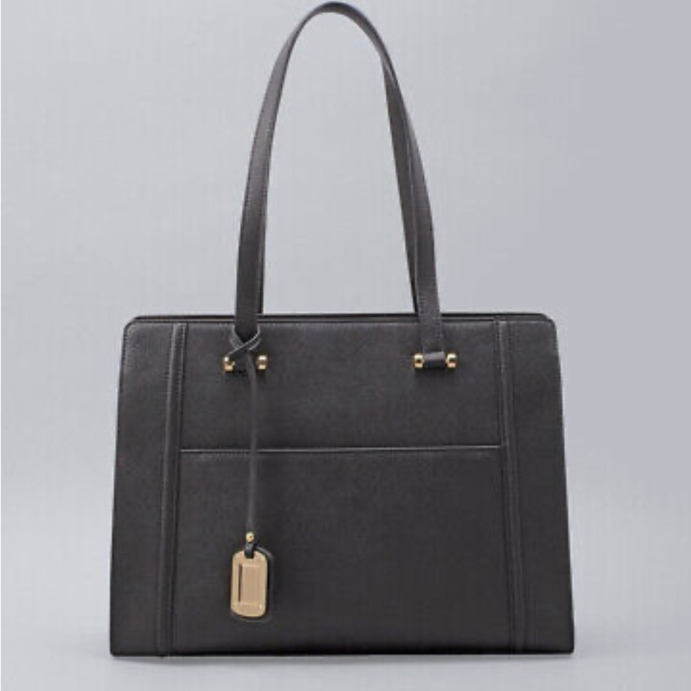 White House Black Market Saffiano Leather Tote - Black